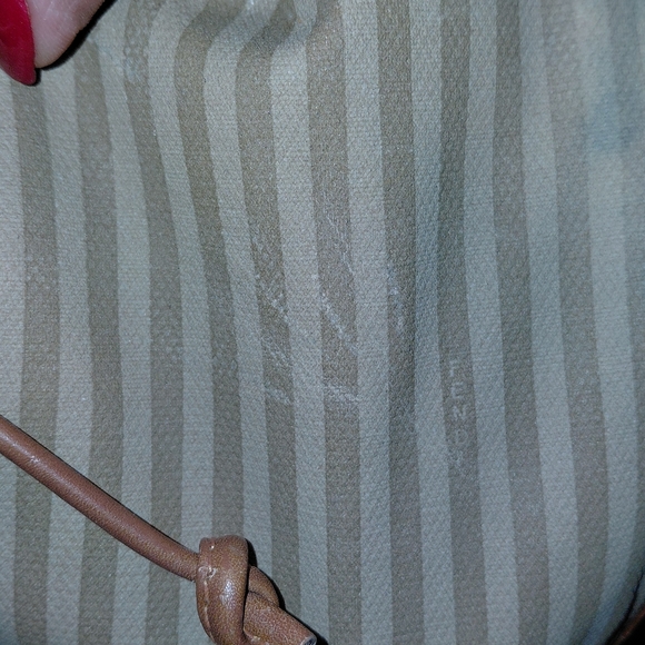 Fendi Vtg Penguin Striped Canvas Bucket Drawstring Crossbody Bag - Picture 8 of 17